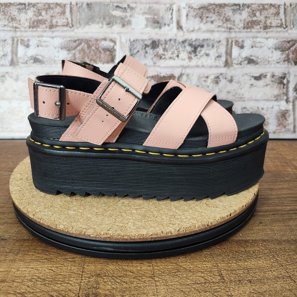 Dr. Martens Voss II Quad Leather Strap Platform Sandals Peach / (US) Size 8 - Picture 14 of 14